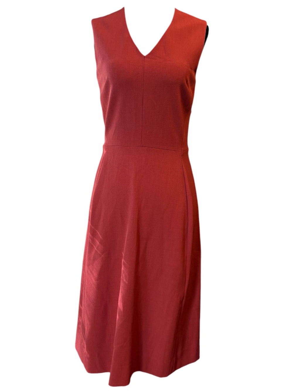 MM Lafleur Annie V Neck Sleeveless Sheath Dress Burnt orange Sz 4